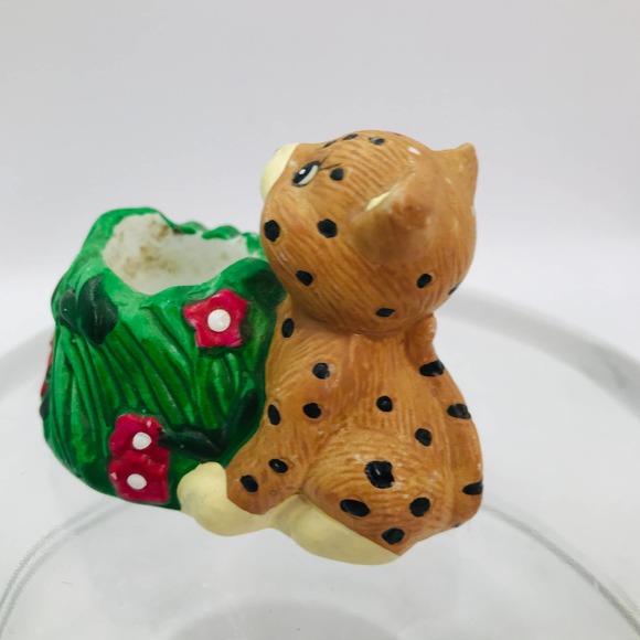 Charming Vintage Giftco  Cheetah  and climbing Cub Candleholder  Hand painted - Picture 8 of 11